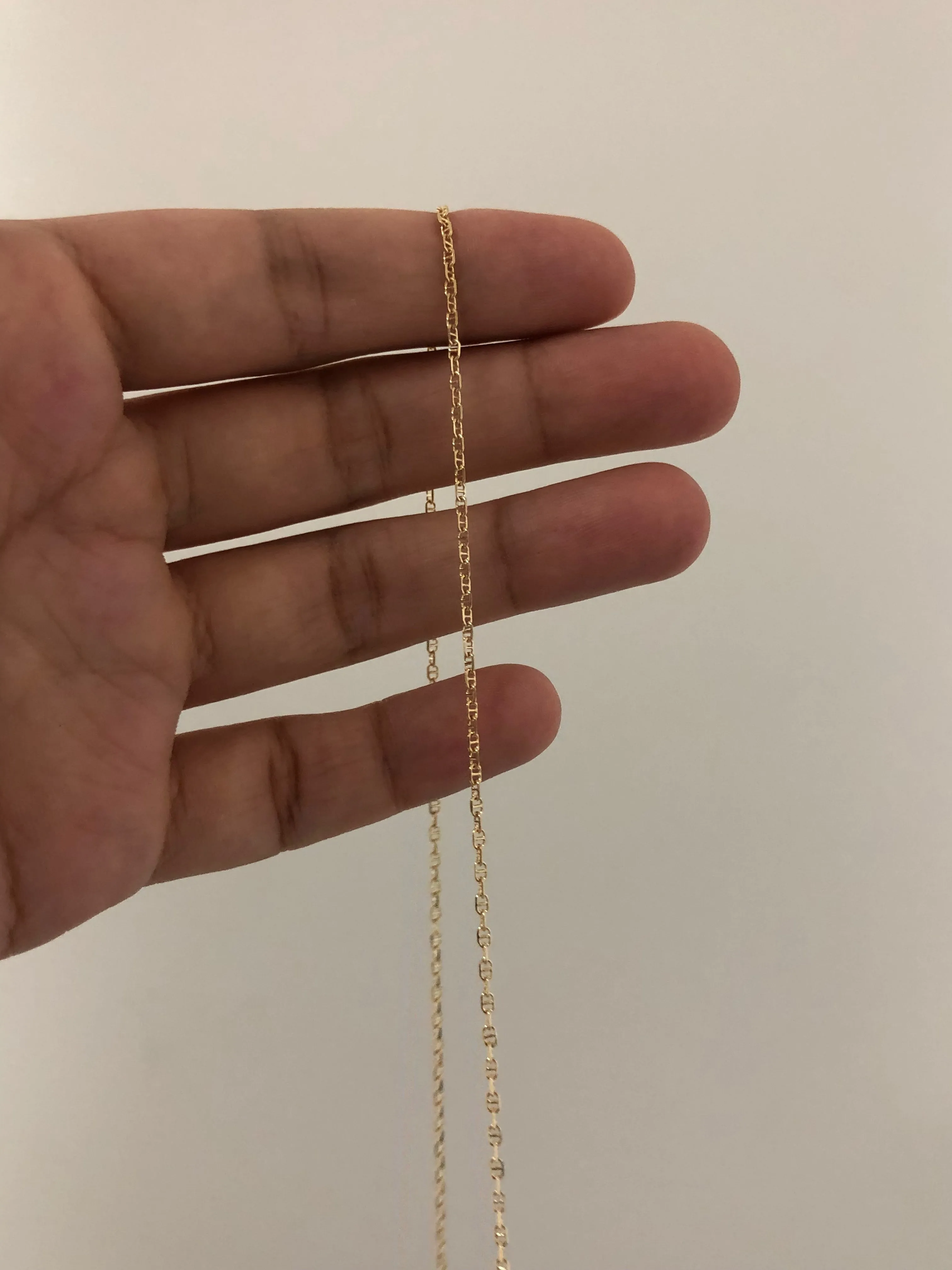 Everyday Thin Flat Anchor Chain Necklace / Bracelet, Solid 14k Gold